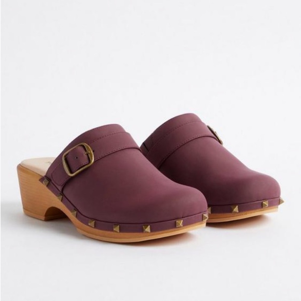 Torrid Red and Tan Mules with Wooden Sole